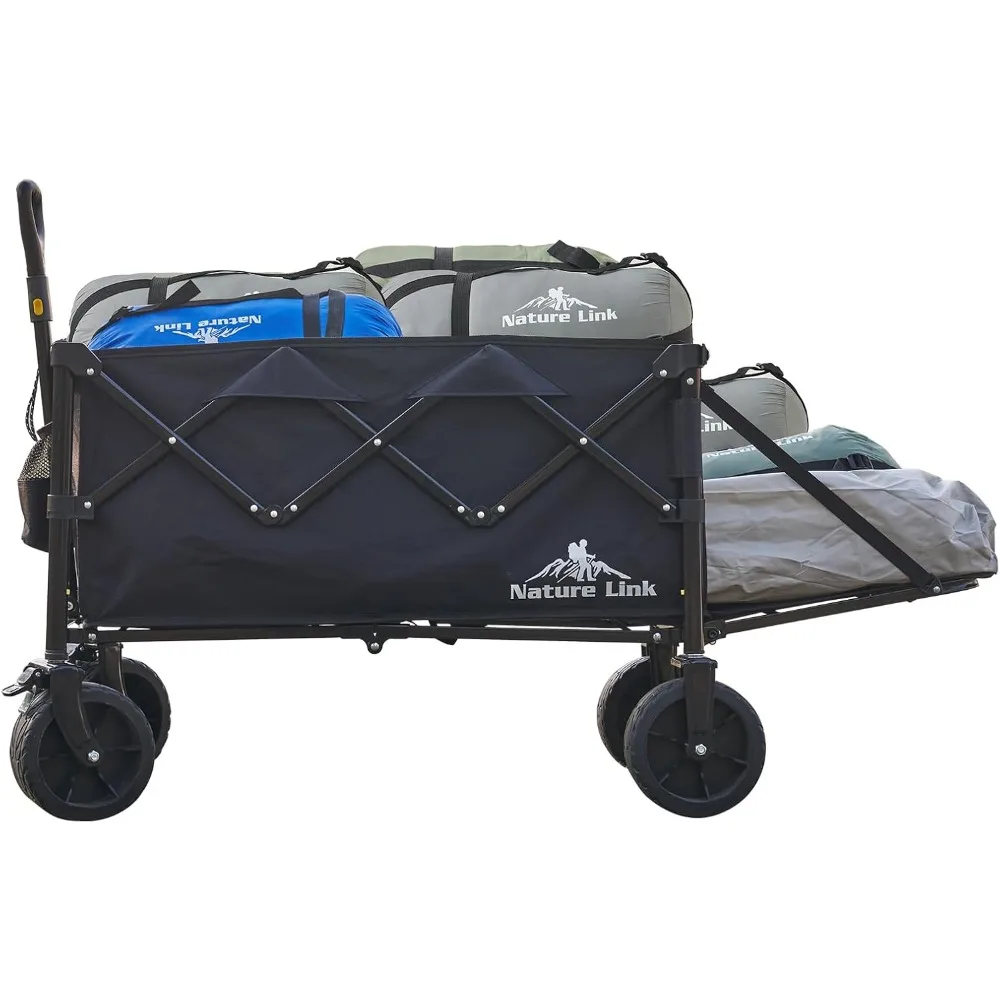 

Heavy Duty Utility Wagon Cart with 265lbs Capacity, Collapsible Foldable Wagon with Big All-Terrain Wheels