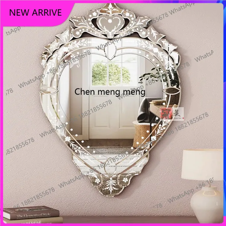 

C88 French retro carved bathroom mirror dining side wall decorative mirror bedroom makeup mirror