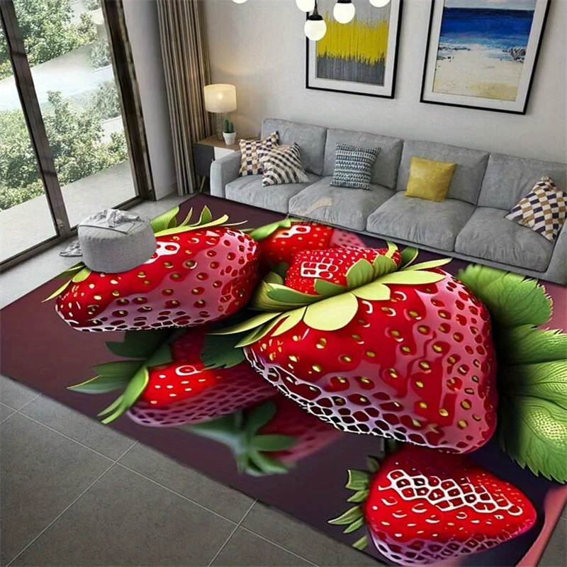 1pc Creative Strawberry Pattern Area Rug, Versatile Home Decor, Ideal Fun Gift, Perfect for Office Living Room Bedroom Home