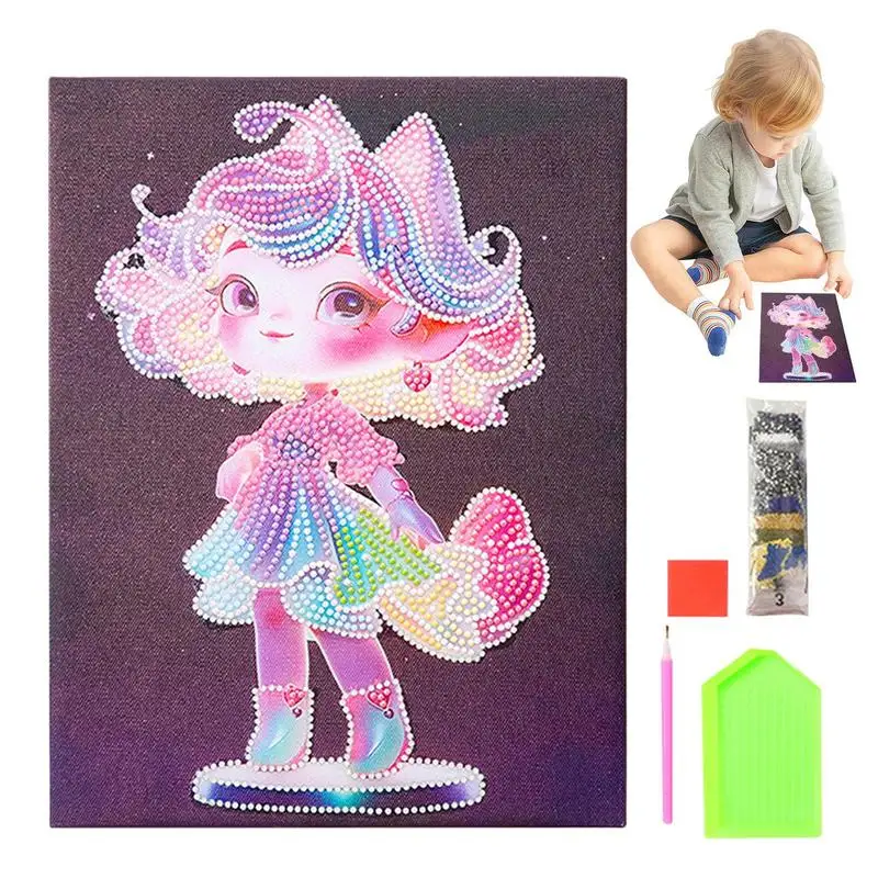 Princess Rhinestone Painting Kits Drill Painting Kits 3D Anime Girl Gem Art Kit Luminous Princess Gem Painting Drill Gem Art