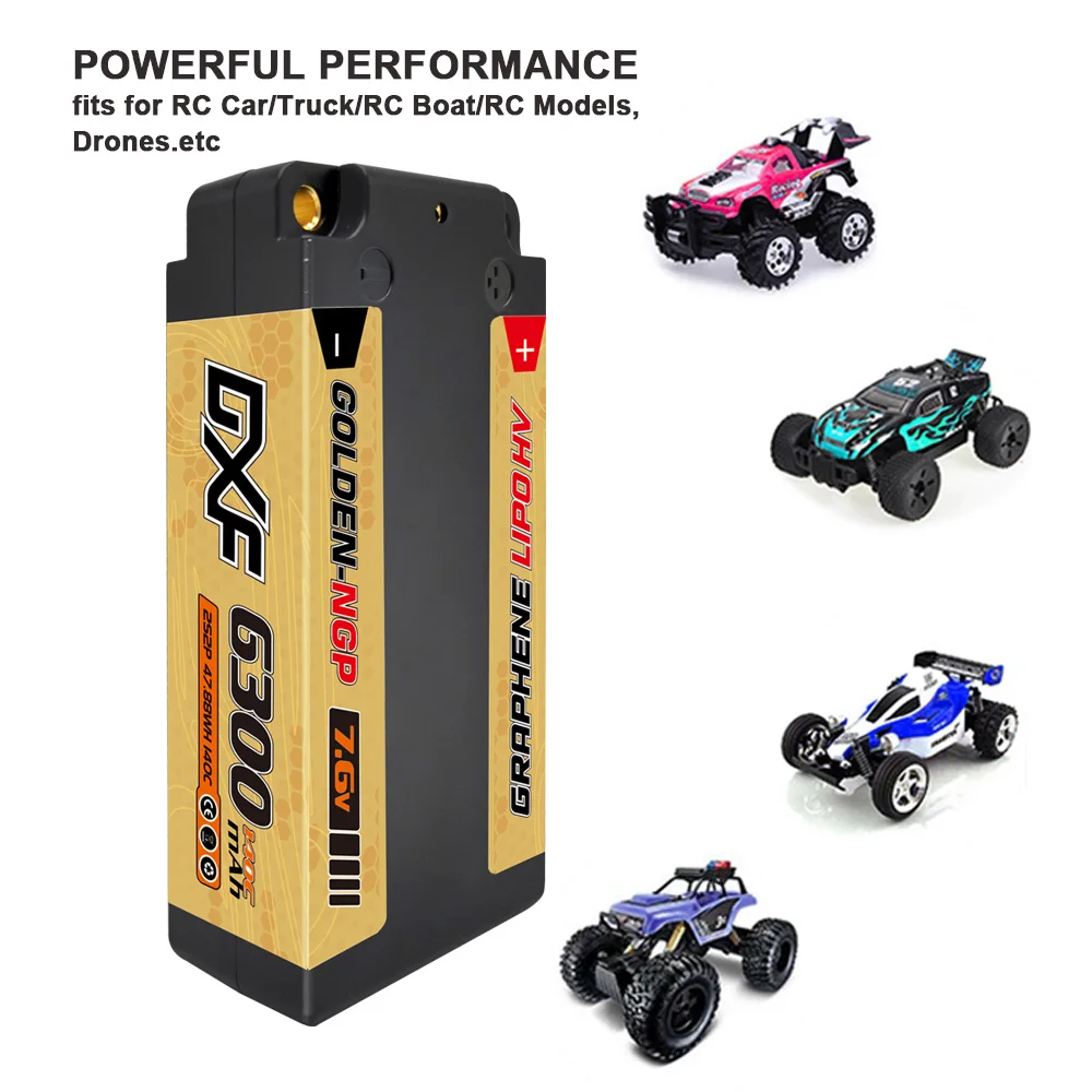 DXF 2S Shorty Lipo Battery 7.6V 140C 6300mAh 5mm T Plug Hardcase For 1/10 Buggy Truggy Offroad Boat Car Truck RACING Helicopter