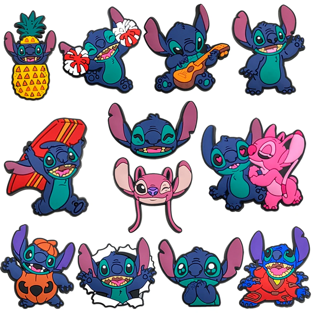 12 Piezas de Adornos para Zapatos de Disney Stitch, Accesorios DIY, Botones Decorativos para Sandalias y Chanclas, para Niños y Adultos