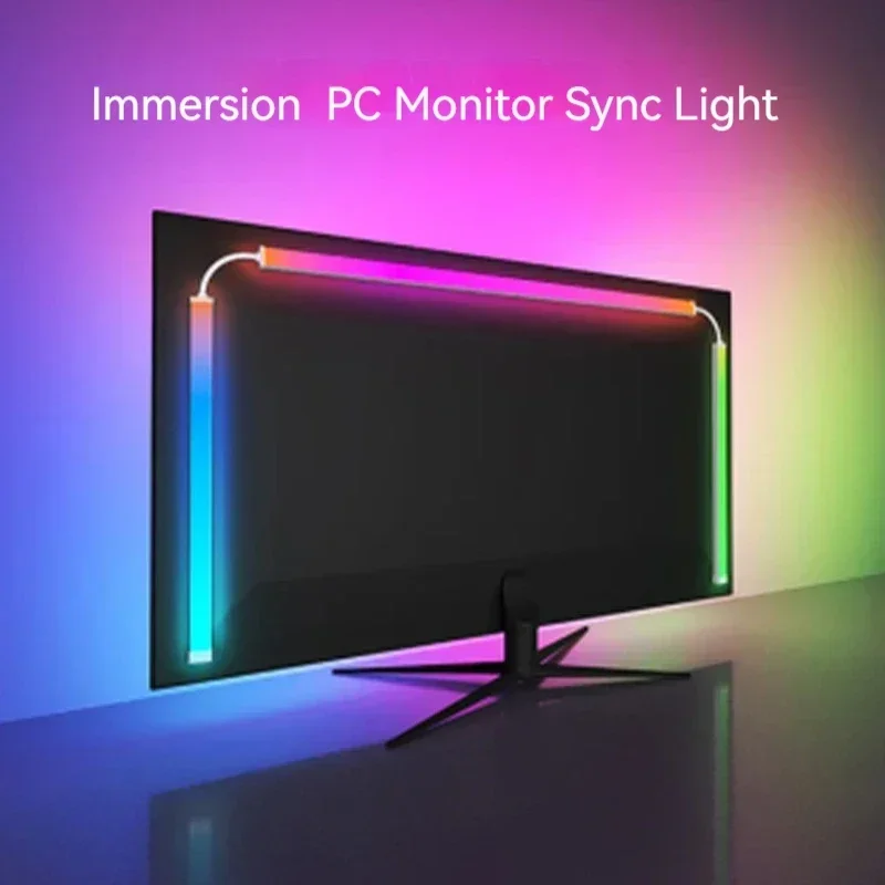 Immersion RGB Computer Screen Synchronization Light Strip, USB 5V Dream Color PC Backlight Pickup Light for Game Room