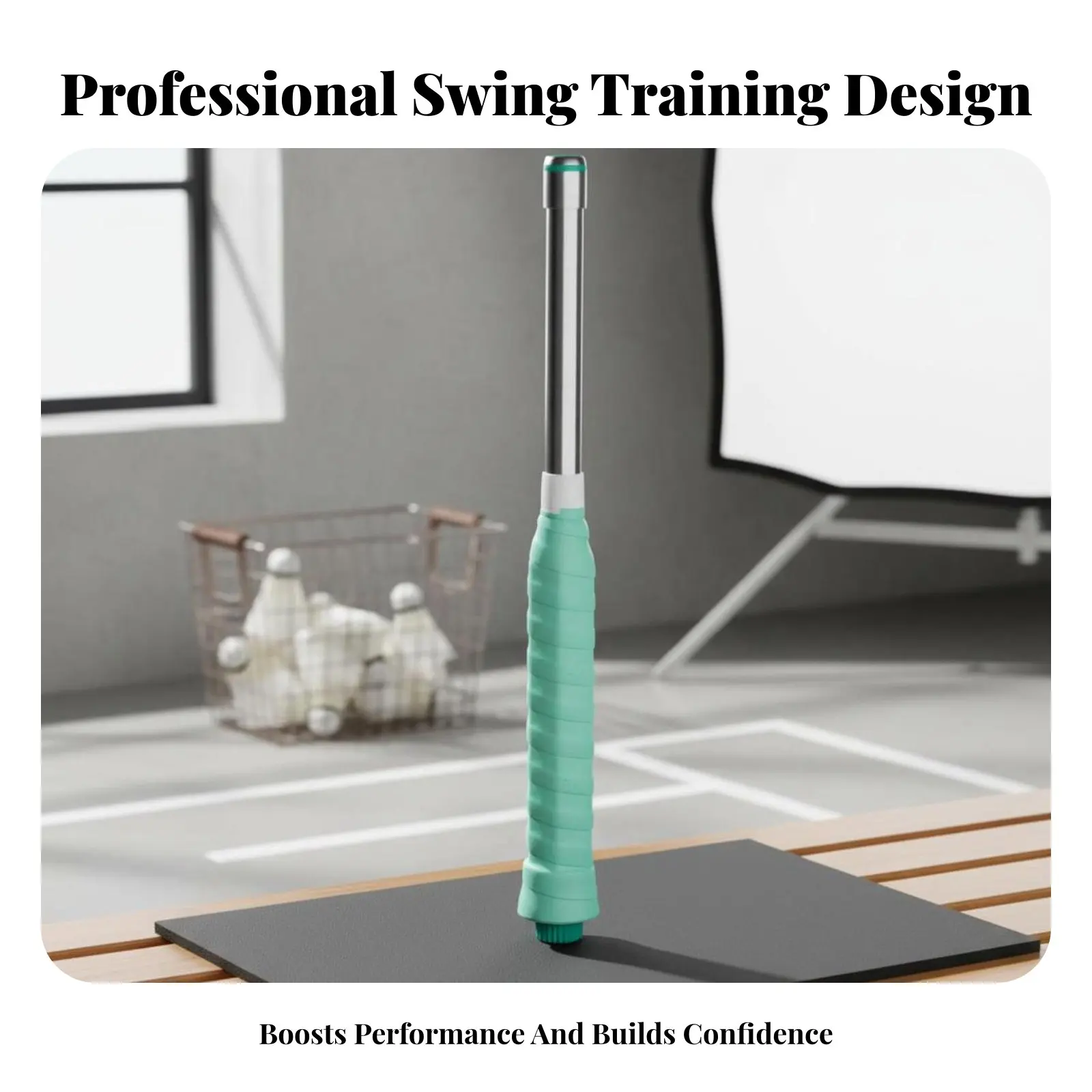 

Badminton Swing Instructor Portable Design Sound-Producing Badminton Training Stick Racket Power Instructor Wrist Strap Included