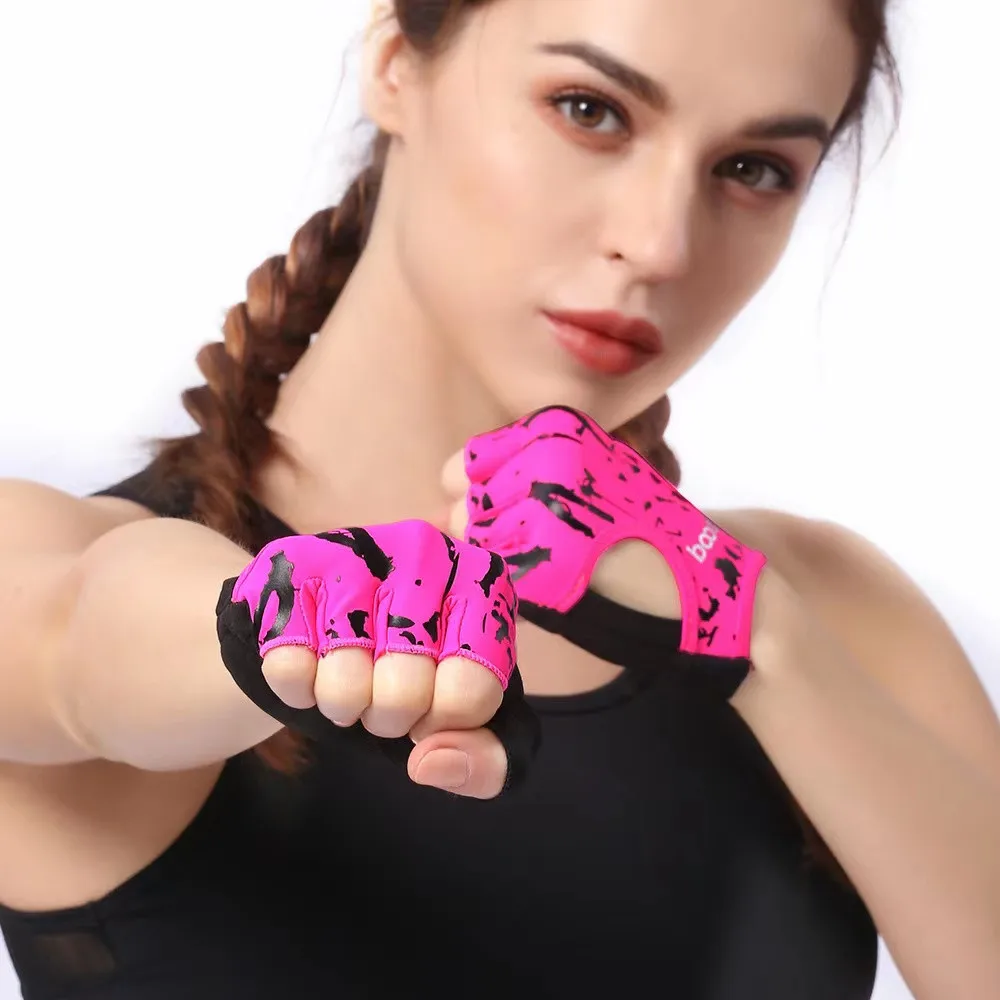 1Pair Half Finger Fitness Gloves Bodybuilding Gym Weightlifting Dumbbell Training Anti-Slip Crossfit Workout Gloves For Women