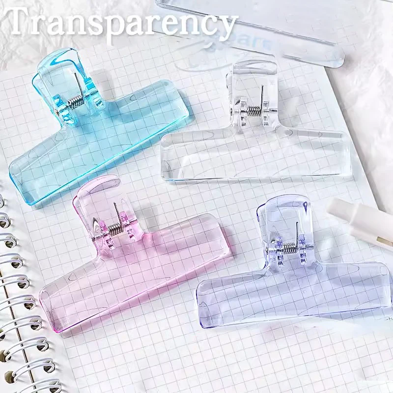 2pcs Binder Clips Clear Paperclips Kawaii Notebook Bookmarks File Documents Tickets Clips Index Page Holder Binding Supplies