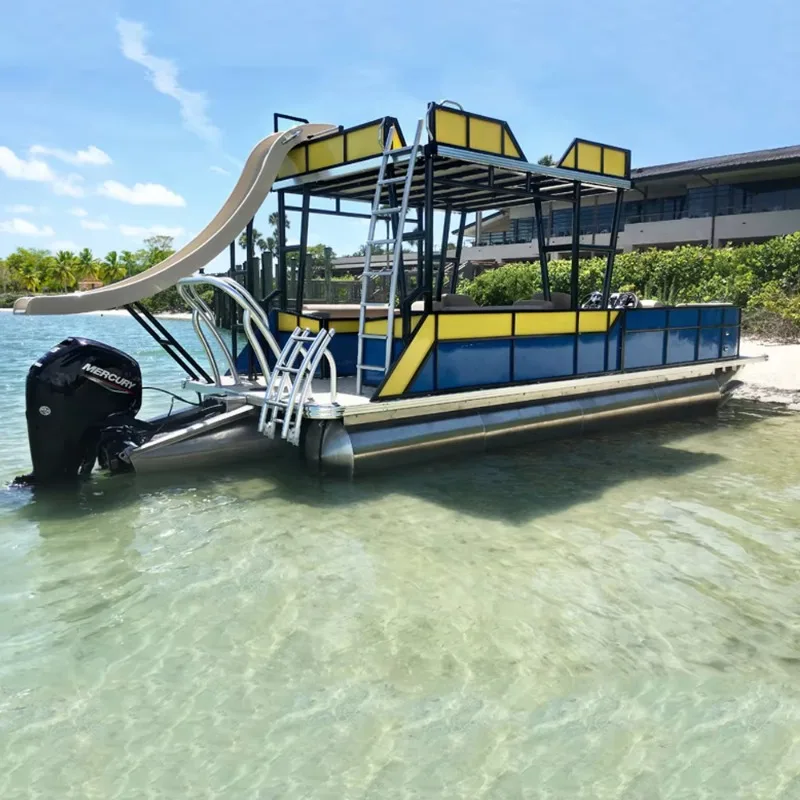 FL Customized Wholesale Built Double-Deck Aluminum Pontoon Boat With Outboard Motor
