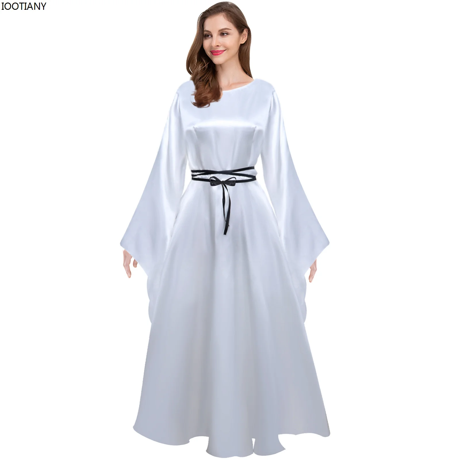 IOOTIANY-vestido Medieval renacentista para mujer, traje de Cosplay Vintage blanco de manga larga, vestido victoriano, trajes de Reina