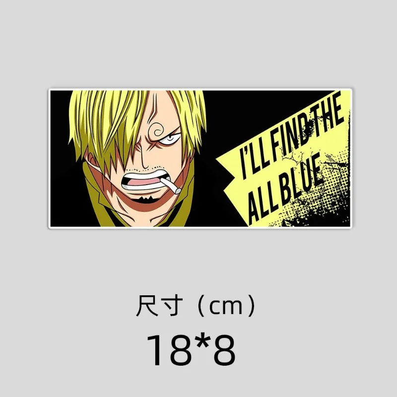 قطعة واحدة من الرسوم المتحركة اللطيفة لوفي زورو سانجي بشريط طويل ملصق شخصي للدراجات النارية والسيارة مقاوم للماء ملصق للخدش هدية