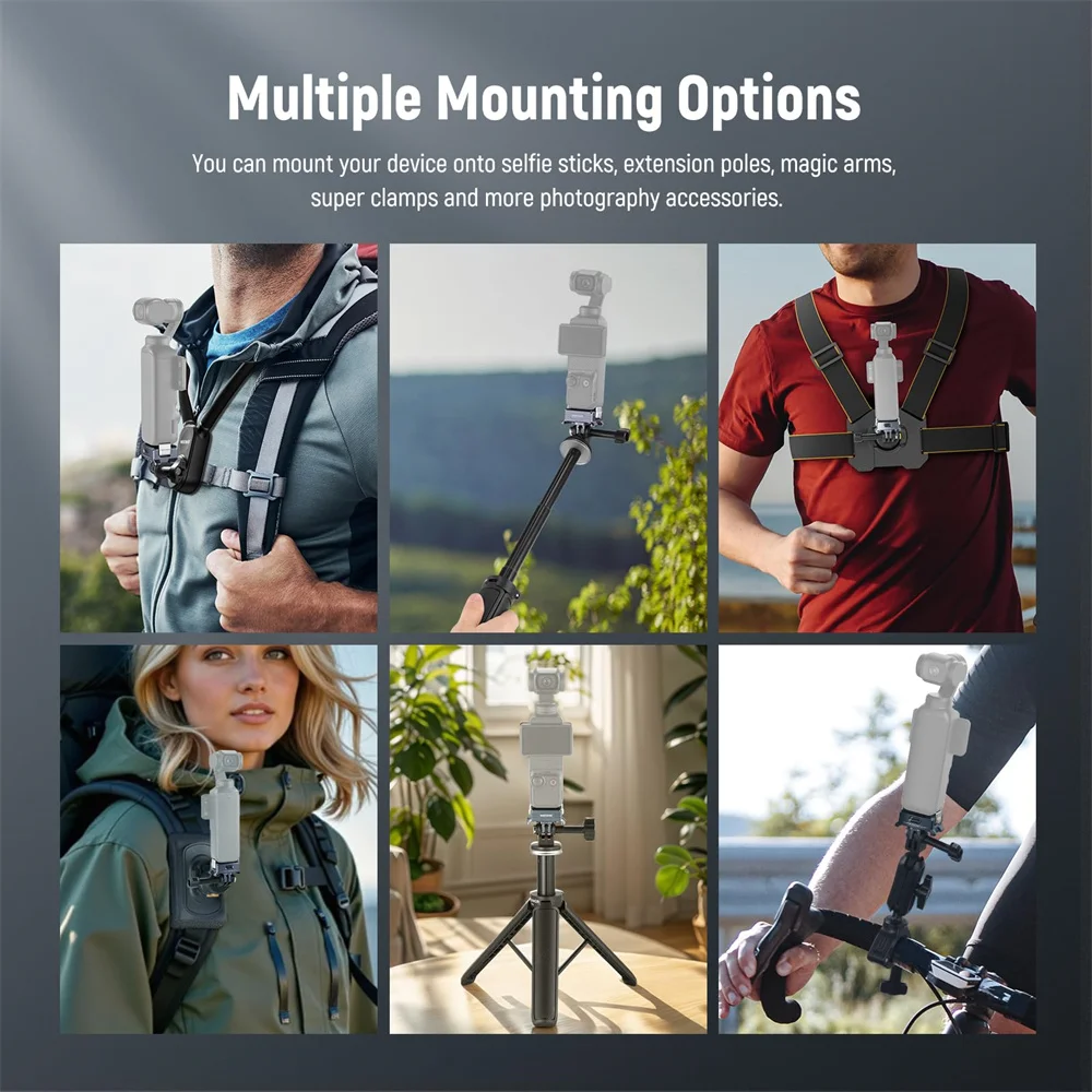 NEEWER Soporte magnético para cámara para DJI Osmo Pocket 3 Base adaptadora de carga plegable con accesorios para Cámara de Acción Arca de 1/4"