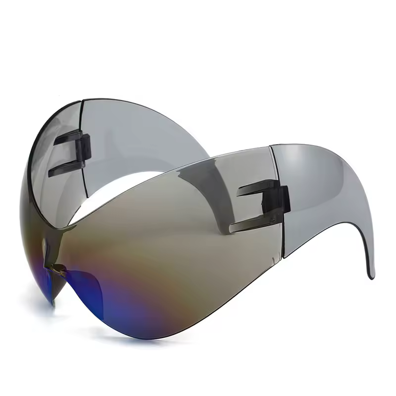 Oversized Shield Sunglasses With Continuous Lens Design