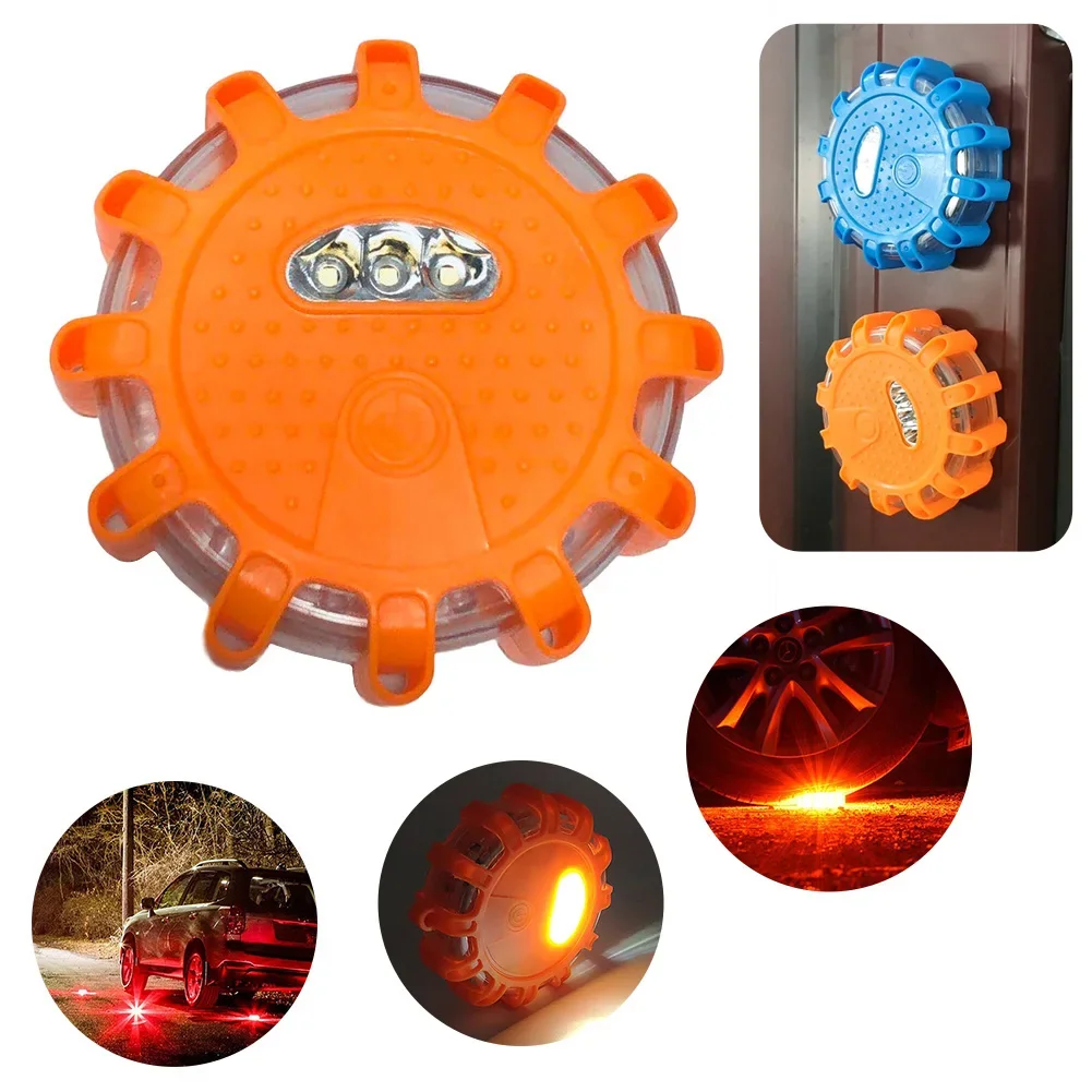 12 Leds Flares Emergency Lights Roadside Safety Beacon Disc Flashing Warning Flare Kit With Magnetic Roadside Warning Flasher