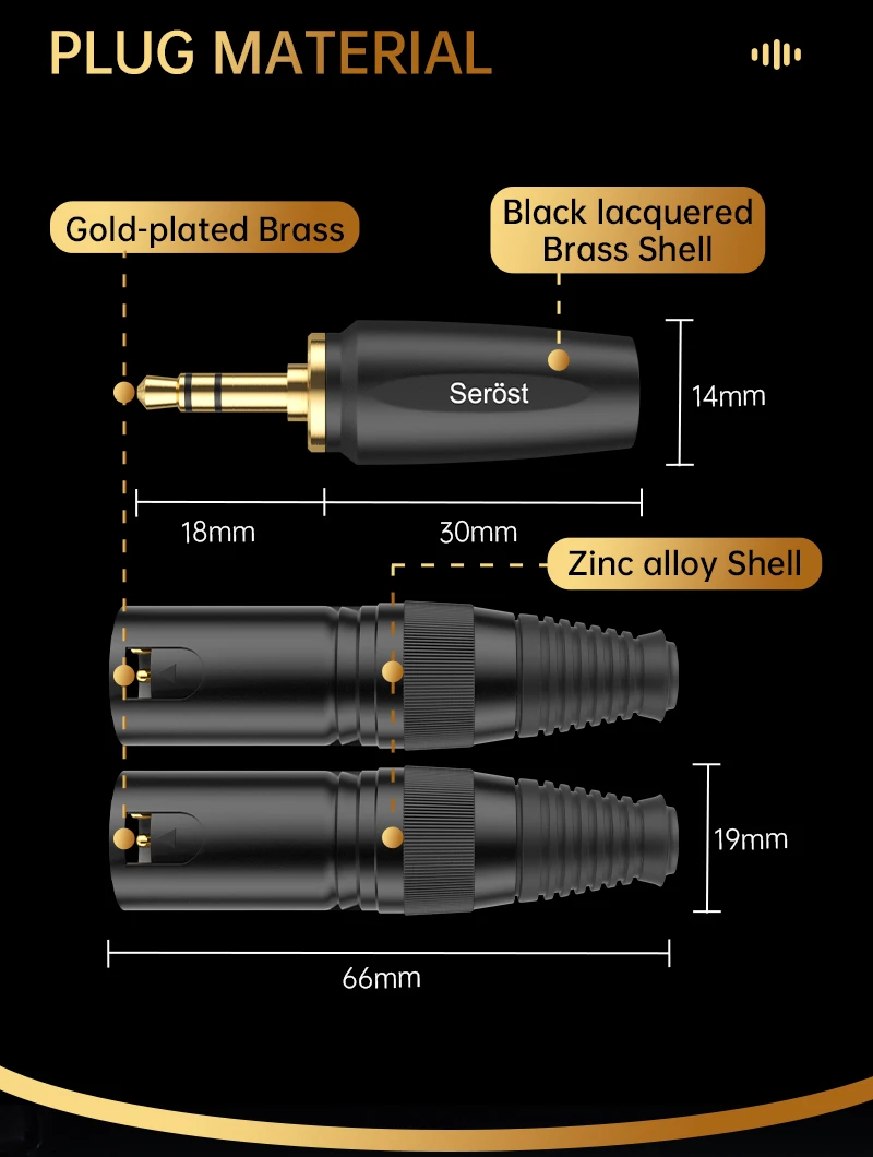 Serost StarPro HiFi-Audiokabel, versilbertes OFC-Kupfer, 3,5 mm auf Dual-XLR-Stecker für Mobiltelefon, Player, Leistungsverstärker, Lautsprecher – Detail 8