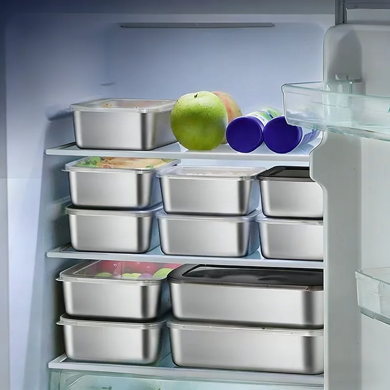 

Fresh-keep Food Fruit Lid Sealed Storage Box Stainless Steel Food Container With Cover Kitchen Fridge Organizer Picnic Case