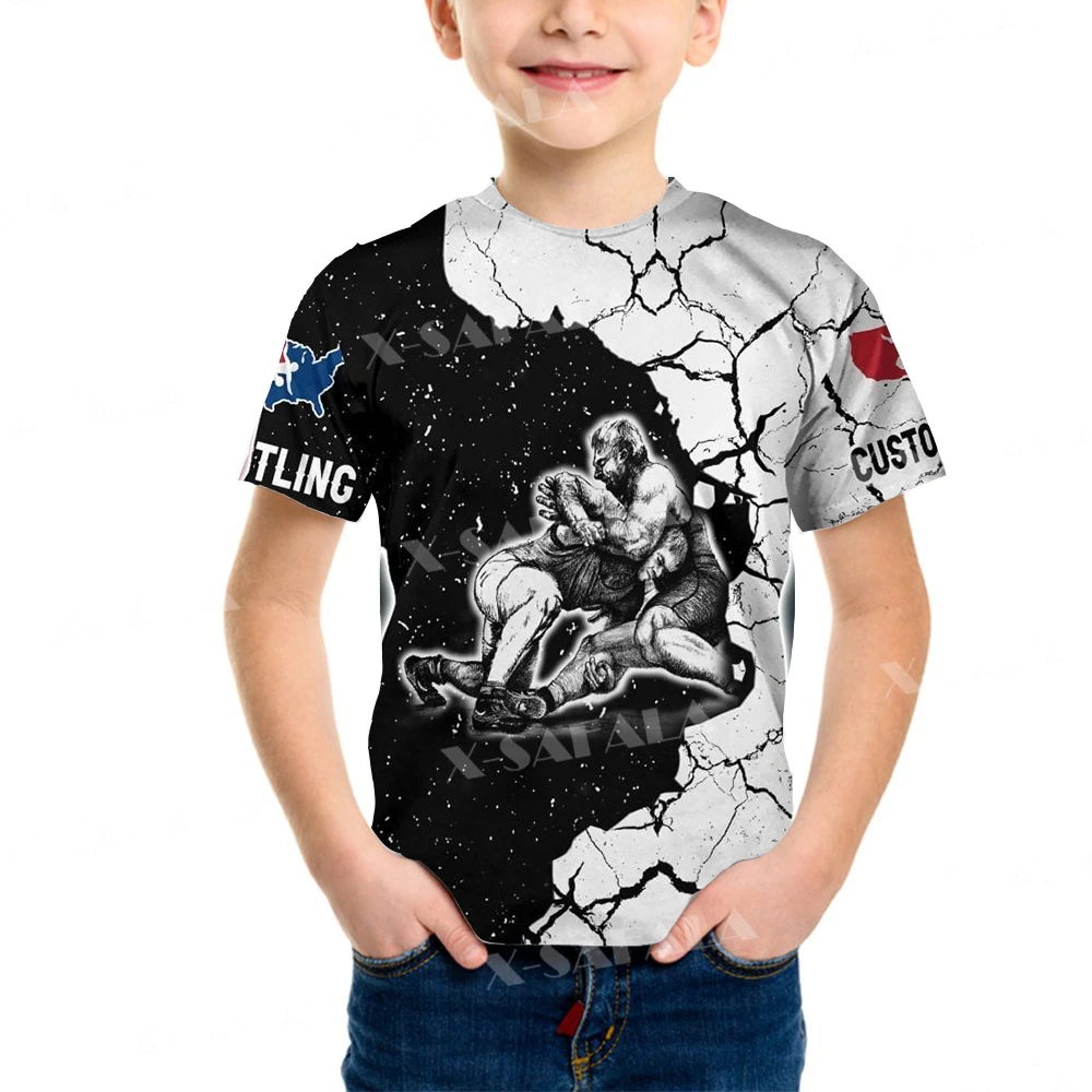 

WRESTLING Customed Lover Sports Boys T Shirt Short Sleeves Tops Girls Children Clothing Summer T-shirt Tee Toddler Clothes-8