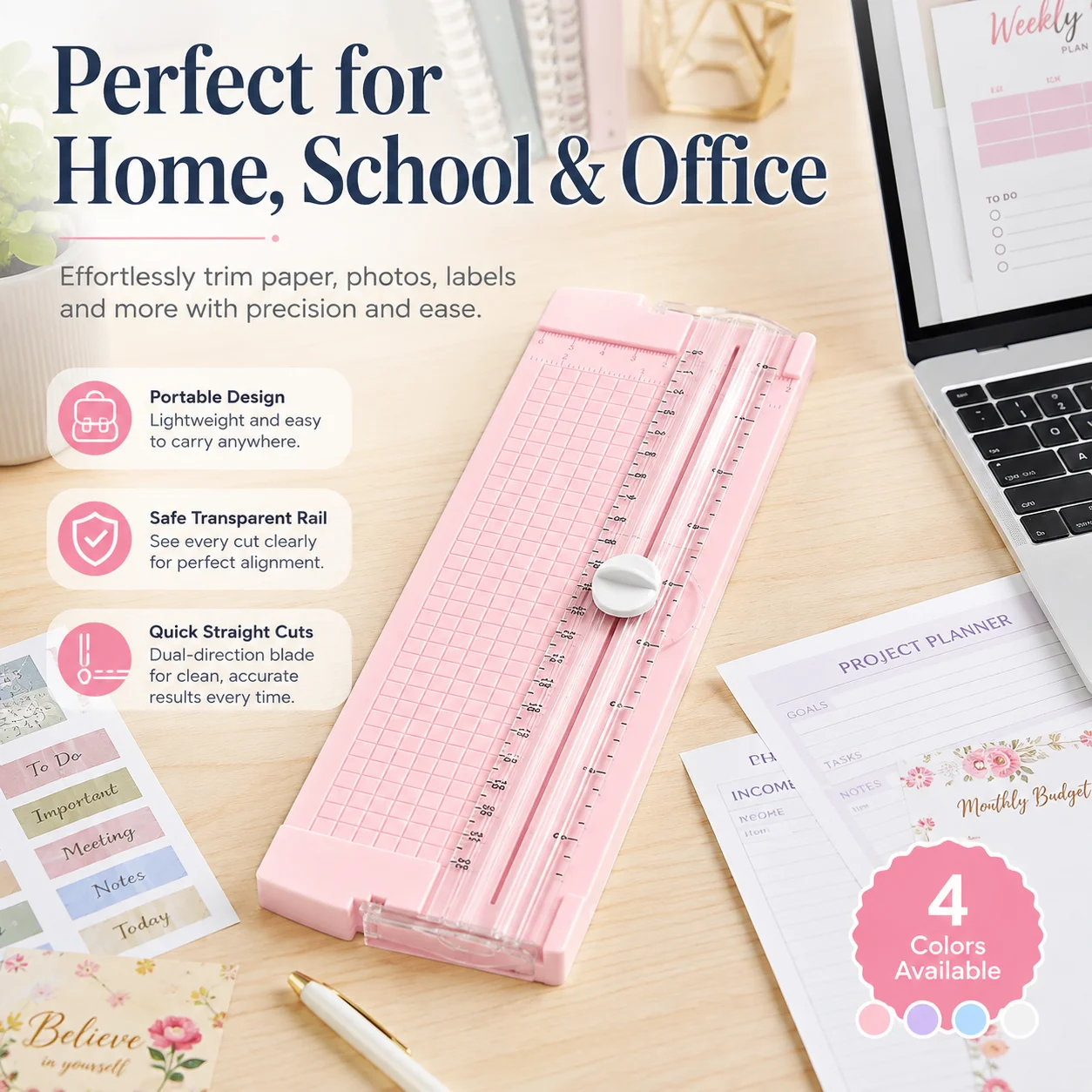 Mini Paper Cutter A4, Portable Handheld Paper Trimmer with Ruler for Scrapbook Card Photo Cutting