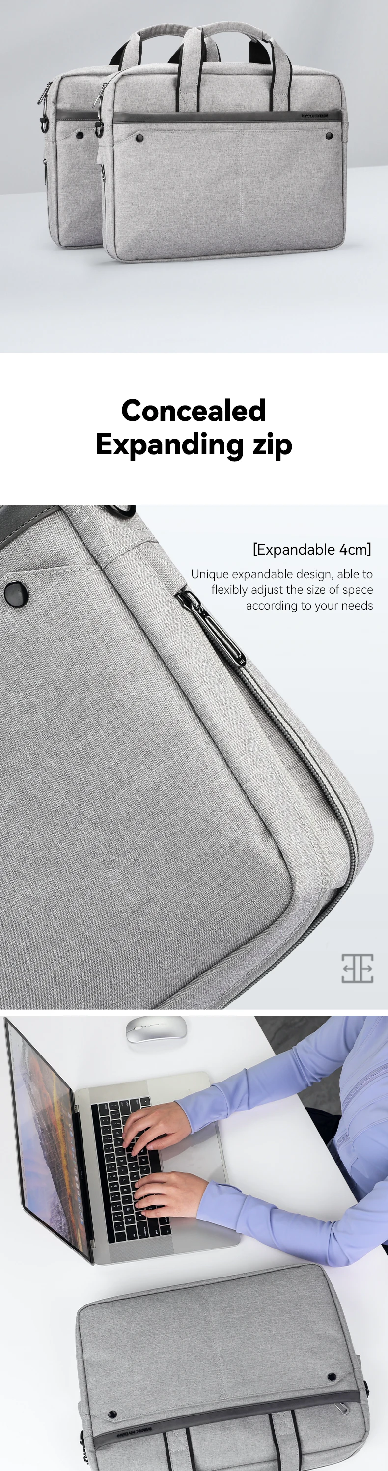 MARK RYDEN Laptop Bag Oxford Fabric Expandable Briefcase Fits 15.6 inch Water Resistant Business Handbag