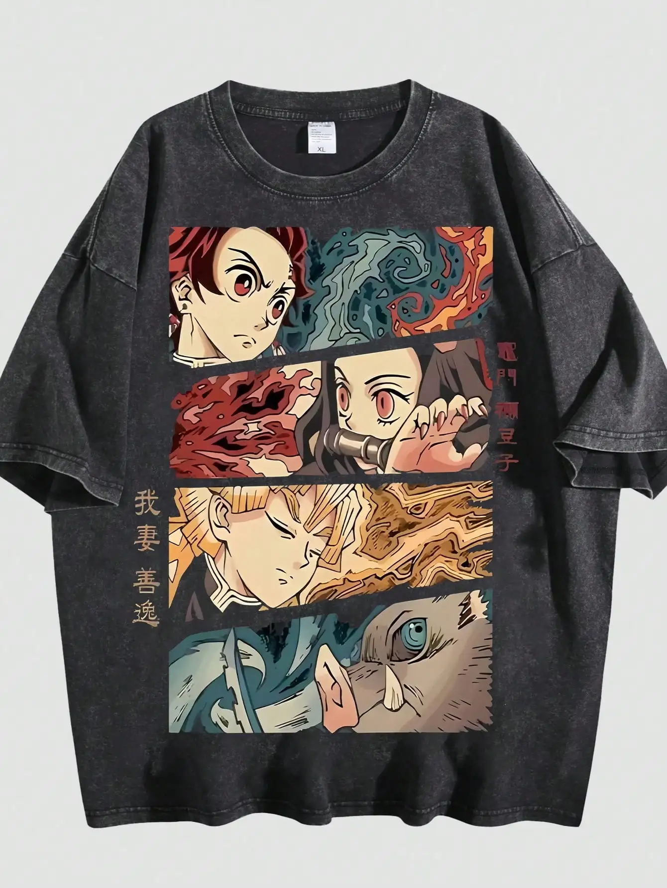 

Men's Distressed Washed Graphic Tee - Loose Fit, Soft Cotton Blend, Streetwear Style