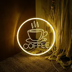 Coffee Neon Sign For Wall LED Neon Light Art Warm White Neon Night Light For BBQ Shop Restaurant Beer Pub Coffee Shop
