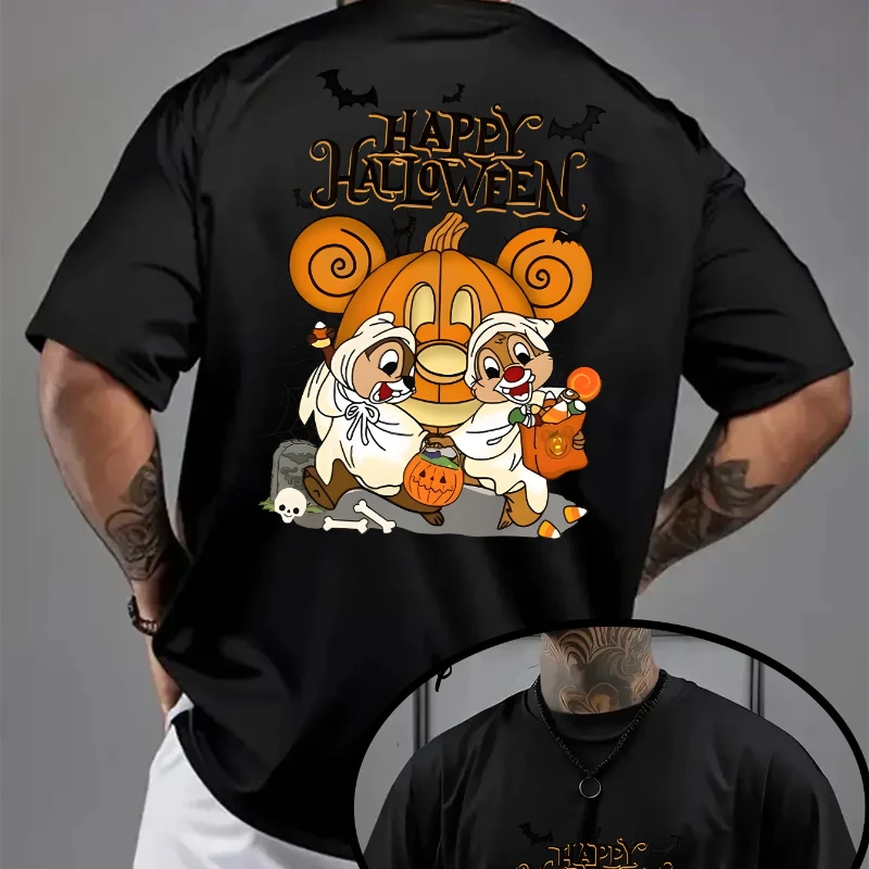 

Рубашка Disney and Titi Happy Halloween, мужская футболка, новинка лета Y2K, мужское и женское очень большое платье для пар