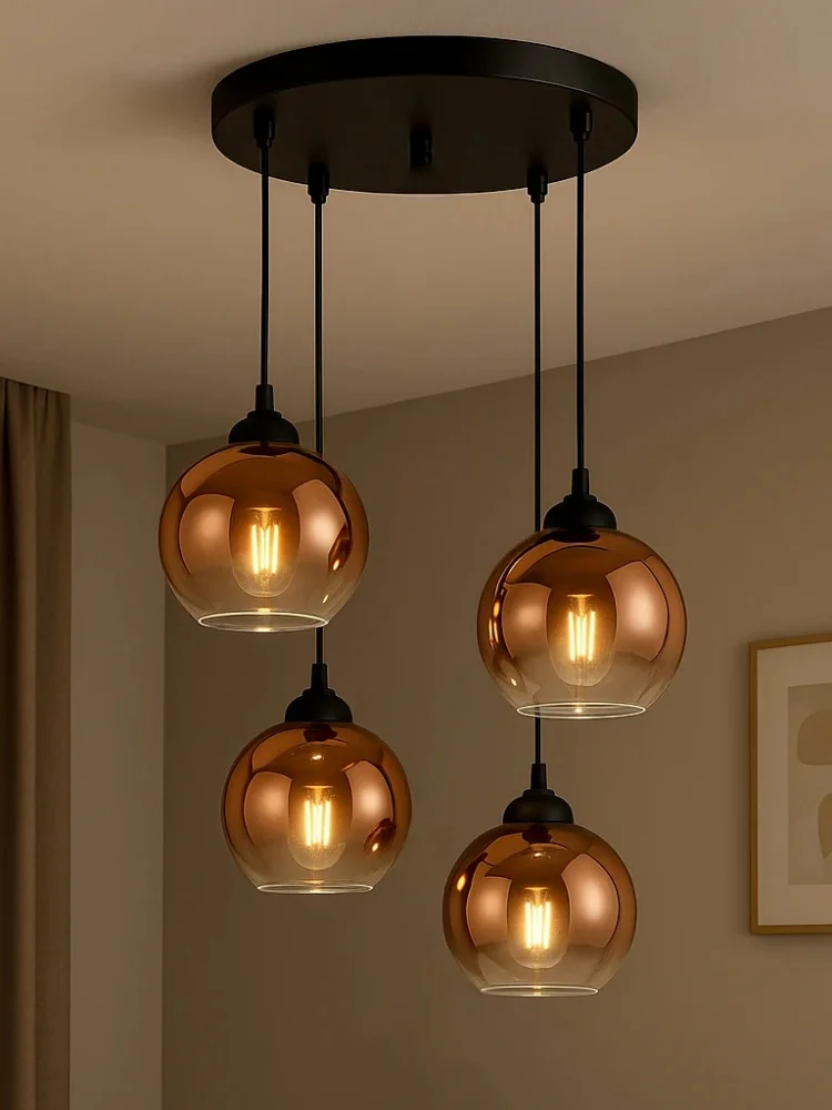Nordic Moderne Eenvoudige Eetkamer Woonkamer Hanglampen Kroonluchter Cafe Bar Bar 1-5 Heads Glazen Hanglamp E27 - afbeelding 2