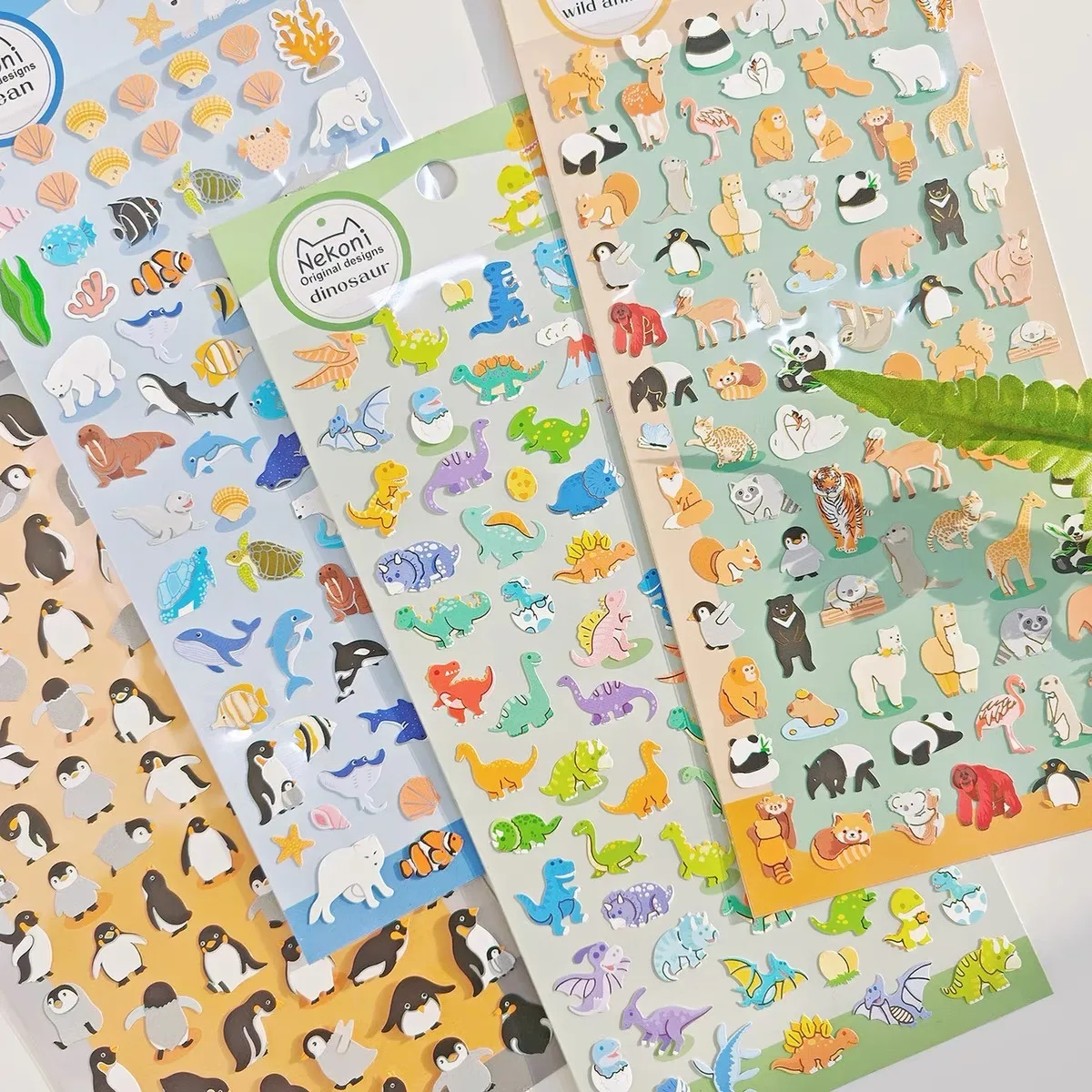 مجموعة ملصقات حيوانات المحيط والبرية اللطيفة على شكل حيوان البطريق على شكل ديناصور لحيوان الحيوان لمستلزمات القصاصات اليدوية مواد يومية ذاتية الصنع 51326