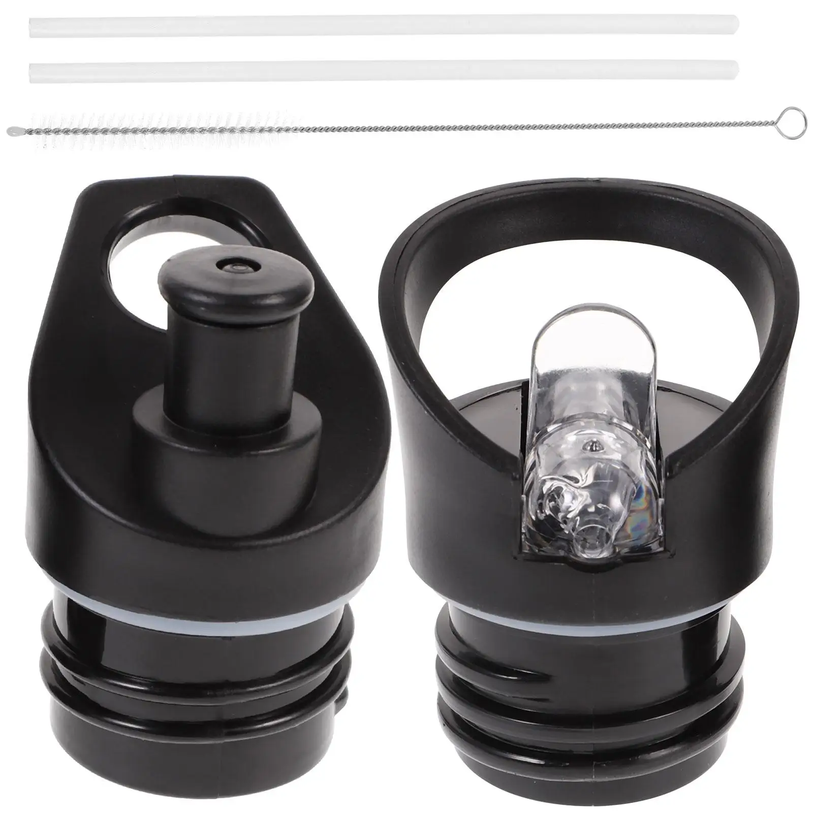 

2pcs Straw Lid Durable Portable Outdoor Camping Hiking Travel Bottle Cover Suction Nozzle Plastic Water Bottle Accessories