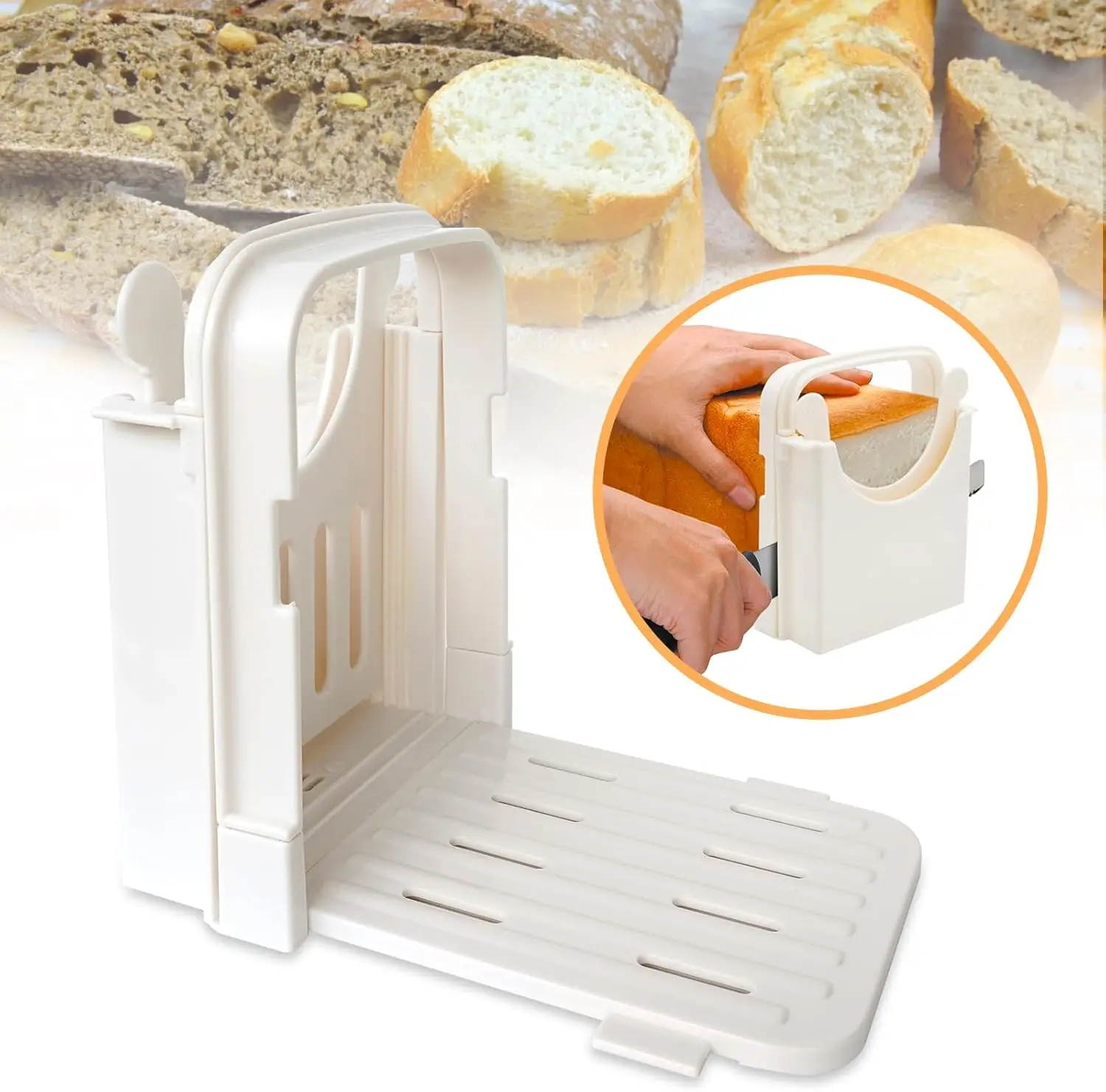 Bread Slicer for Homemade Bread, Foldable Plastic Bread Slicer Machine, Compact Bread Slicing Guide  Sizes Bread Loaf Slicer Thi