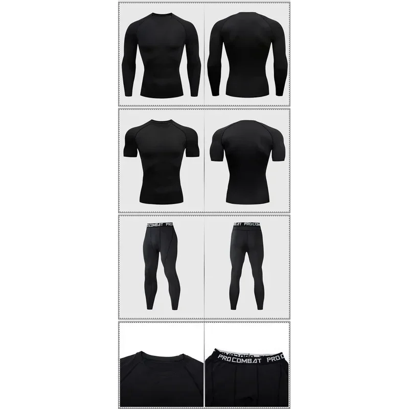 Men\'s 2/3PCs sets boxing suit rashguard male kit MMA compression clothing men long-sleeved T-shirt leggings tracksuit sport suit