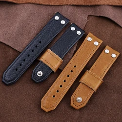 20mm Black Brown Handmade Watchbands Leather Strap Watch Band Bracelet Replacement Belt Watch Accessories