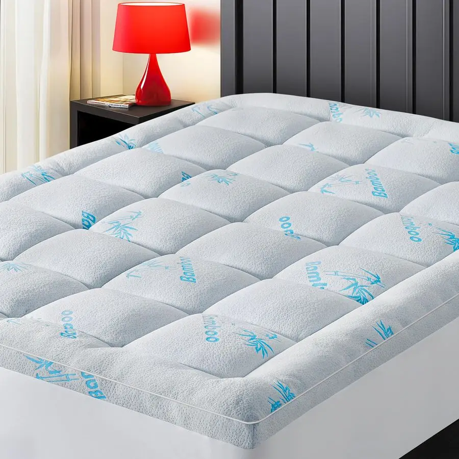 

Наматрасник Topper Full Size, из вискозы, изготовленной из бамбука, ультратолстый, с глубоким карманом 821, мягкий, с наполнителем, имитирующим пух, защитный чехол для матраса.