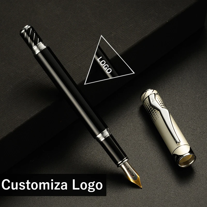 Stylo plume à encre de luxe, écriture professionnelle, stylos de calligraphie, fournitures de bureau, logo personnalisé, cadeau de nom