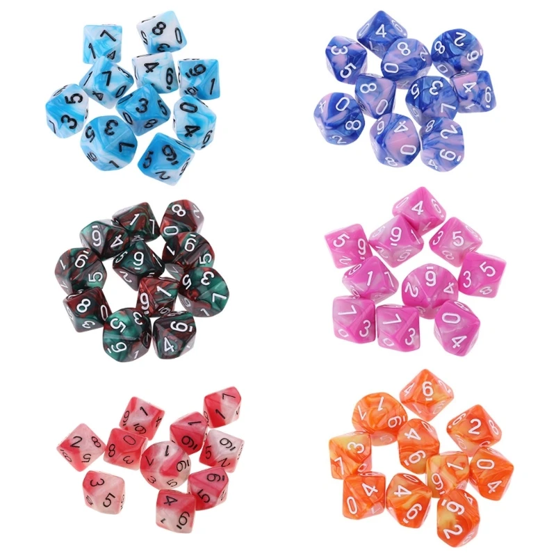 10pcs/set 10 Sided D10 Polyhedral Dices Numbers Dials Desktop Table Board Game Dropship