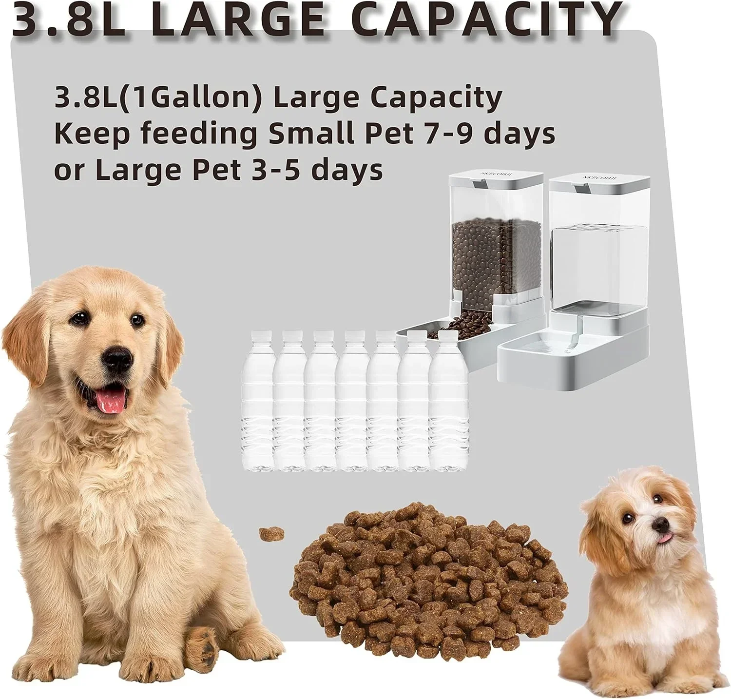 1PC Dog Feeder Cat Water Dispenser Automatic Cat Feeder Dispenser Gravity Cat Feeder Food Storage Dispenser Container 3.3L/3.8L