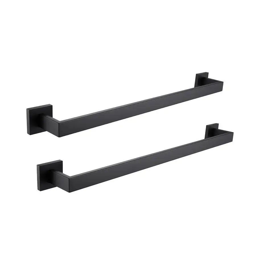 

2 Pack Bath Towel Bars, Matte Black 24Inch Bathroom Towel Rail Square Towel Racks Kitchen Towel Holders, Stainless Steel Wall Mo