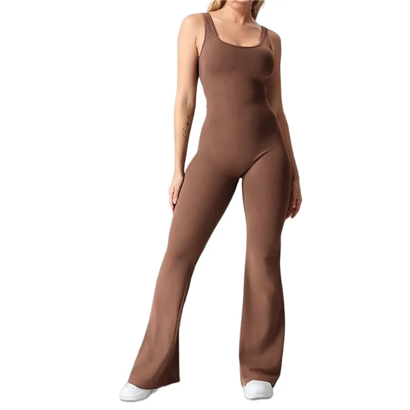 

ABRT-Женские расклешенные комбинезоны для тренировок с открытой спиной и подтяжкой ягодиц, комбинезоны для йоги в тренажерном зале