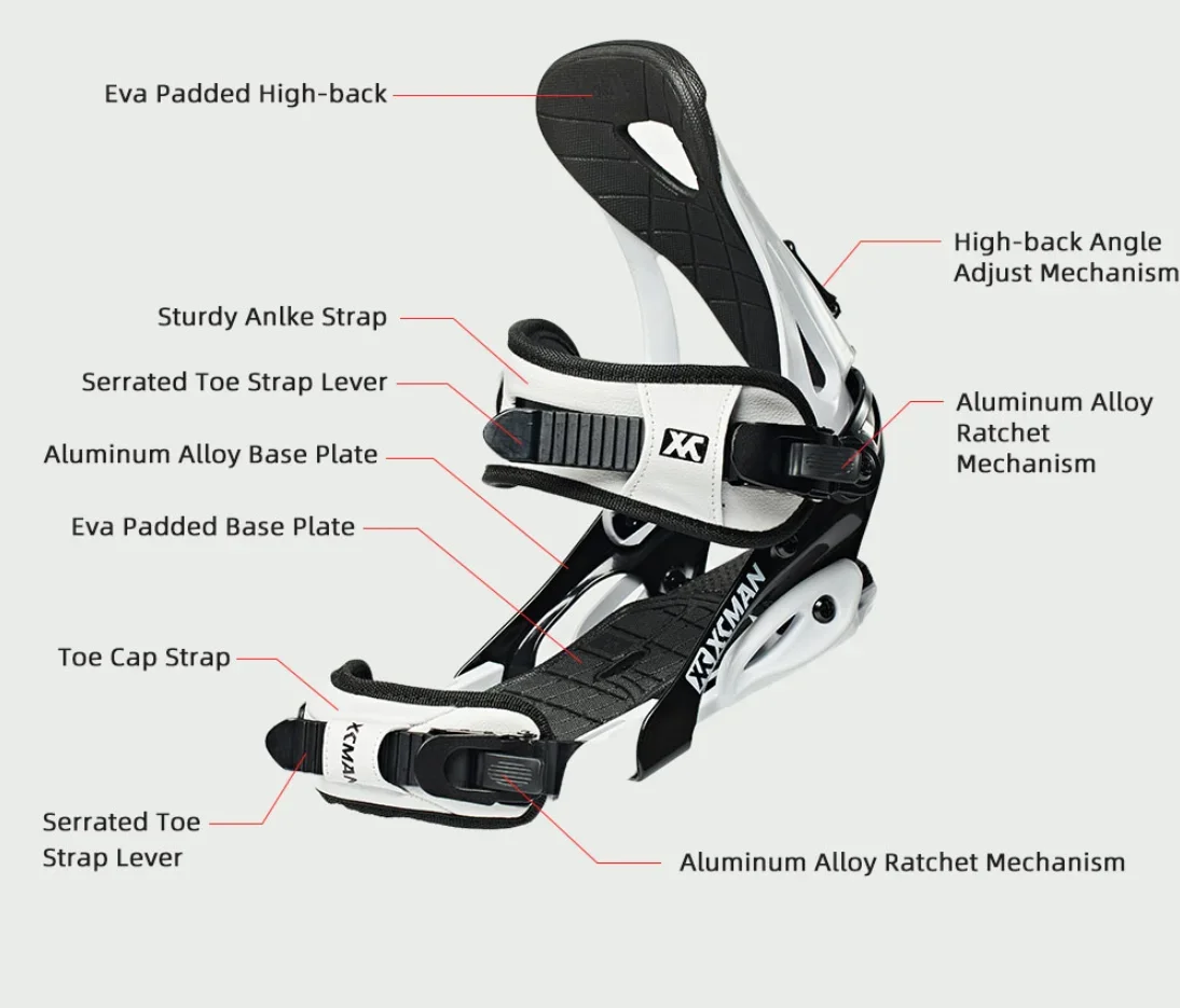 2023 Fashionable Aluminium Adults Snowboard Binding All Size Adjustable Custom Snowboard Mounts Bindings