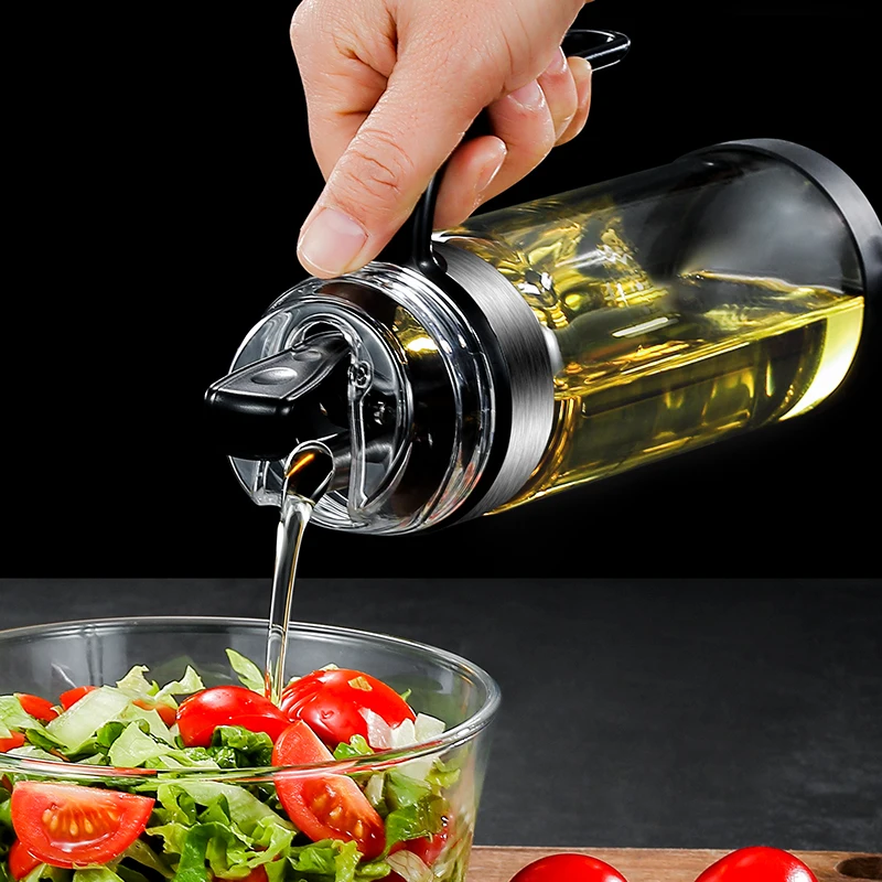 Leak-proof Glass Oil Bottle Automatic Opening And Closing Oil Tank Meterable Kitchen Gravity Oil Sauce Vinegar Seasoning Bottle