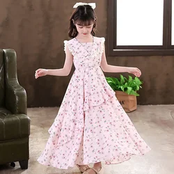 Summer Floral Dress Lolita Child Girls Casual Maxi Dress Children Dresses For Teens 14 15 Year Party Princess Sundress