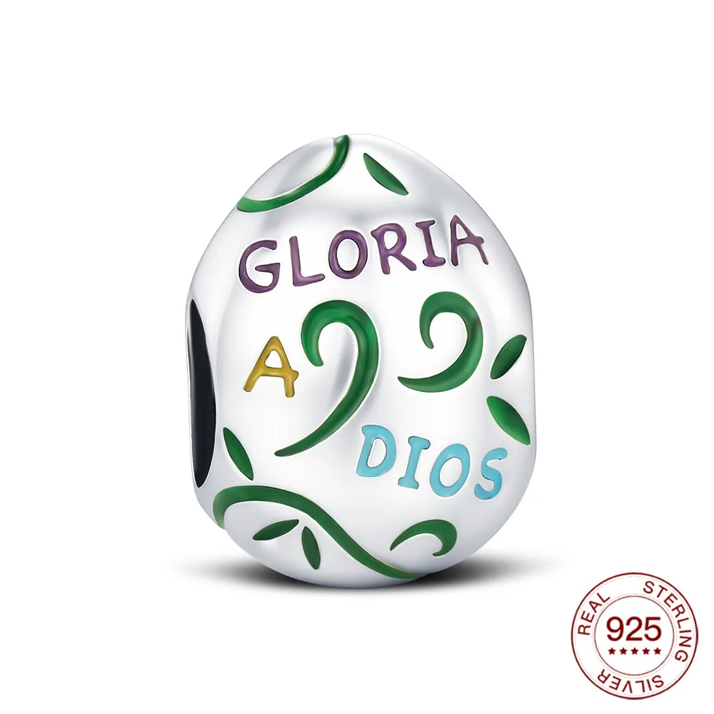 

2025 925 Sterling Silver Easter Egg Charm Glory To God Bead Fit Original Bracelets For Women Jewelry Party DIY Gifts Accessories