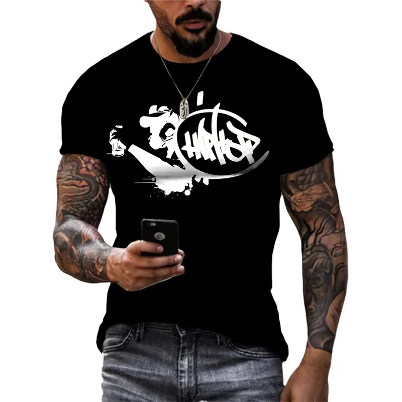 Summer New Hip Hop Funny graphic t shirts Men Fashion Casual Personality Printing Street Style Round Neck Short Sleeve Tees Tops