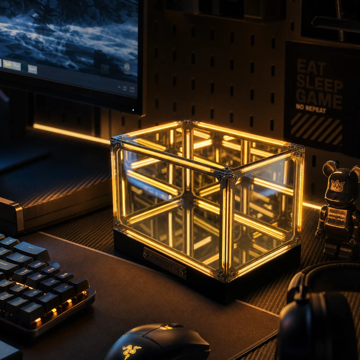 WWPPU Tech Abyss LED Table Lamp Multi-layer Mirror Infinity Depth Box Premium Acrylic Geek Room Decor Items