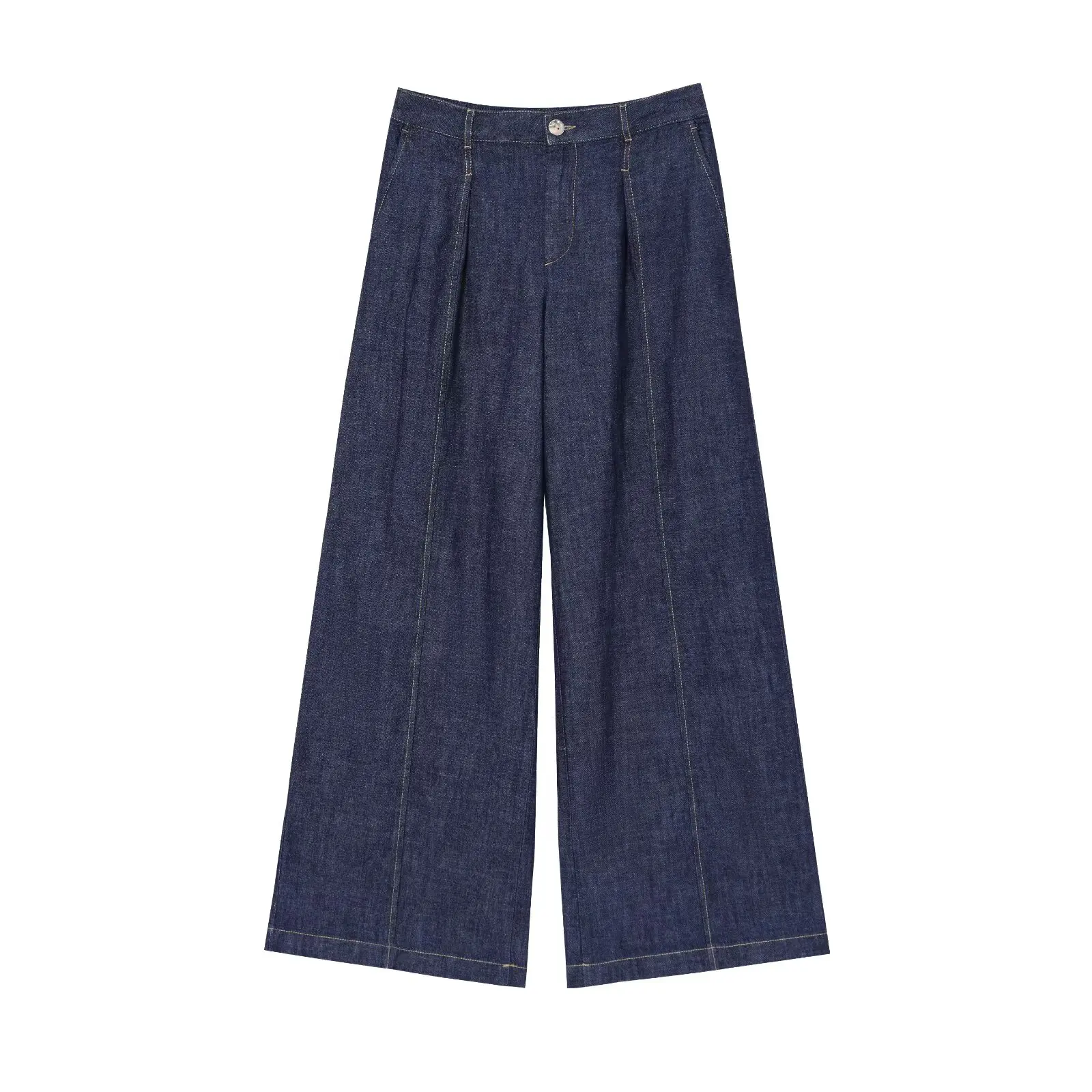 Willshela, conjuntos de 2 piezas de mezclilla a la moda para mujer, camisa azul y pantalón de pierna ancha, blusa y pantalones informales elegantes para mujer, coordenadas
