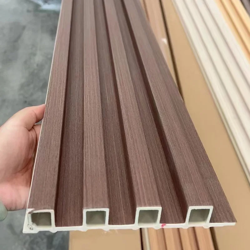 2026 Quick Installation Modern Waterproof Entrance TV Grille Background PVC WPC Wall Panel for Home Decor Fluted Indoor Decorati