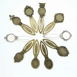 10pcs Retro Cabochon Cameo Base Oval Owl Vintage Bookmarks Crown Round Blank Bezel Settings Bookmark Findings DIY Components