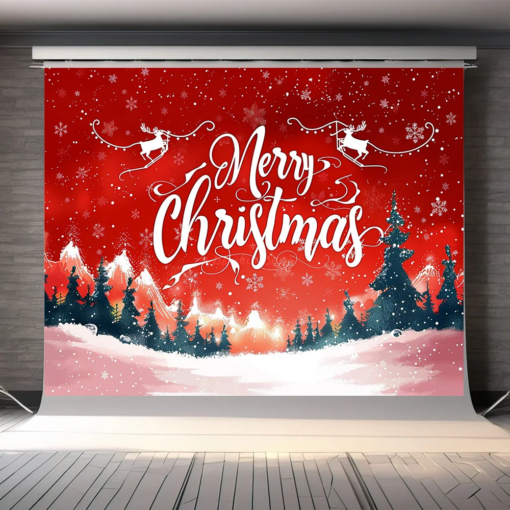 Merry Christmas background photography, snowflake photo background red photo Happy New Year booth background