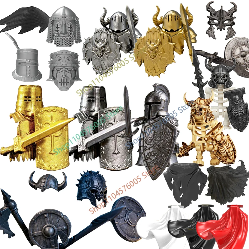 Accessoires de Chevalier Médiéval MOC Militaire Blocs de Construction Squelette Légionnaire Garde Soldat Figurine Armure Bouclier Briques d'Assemblage Jouet T16
