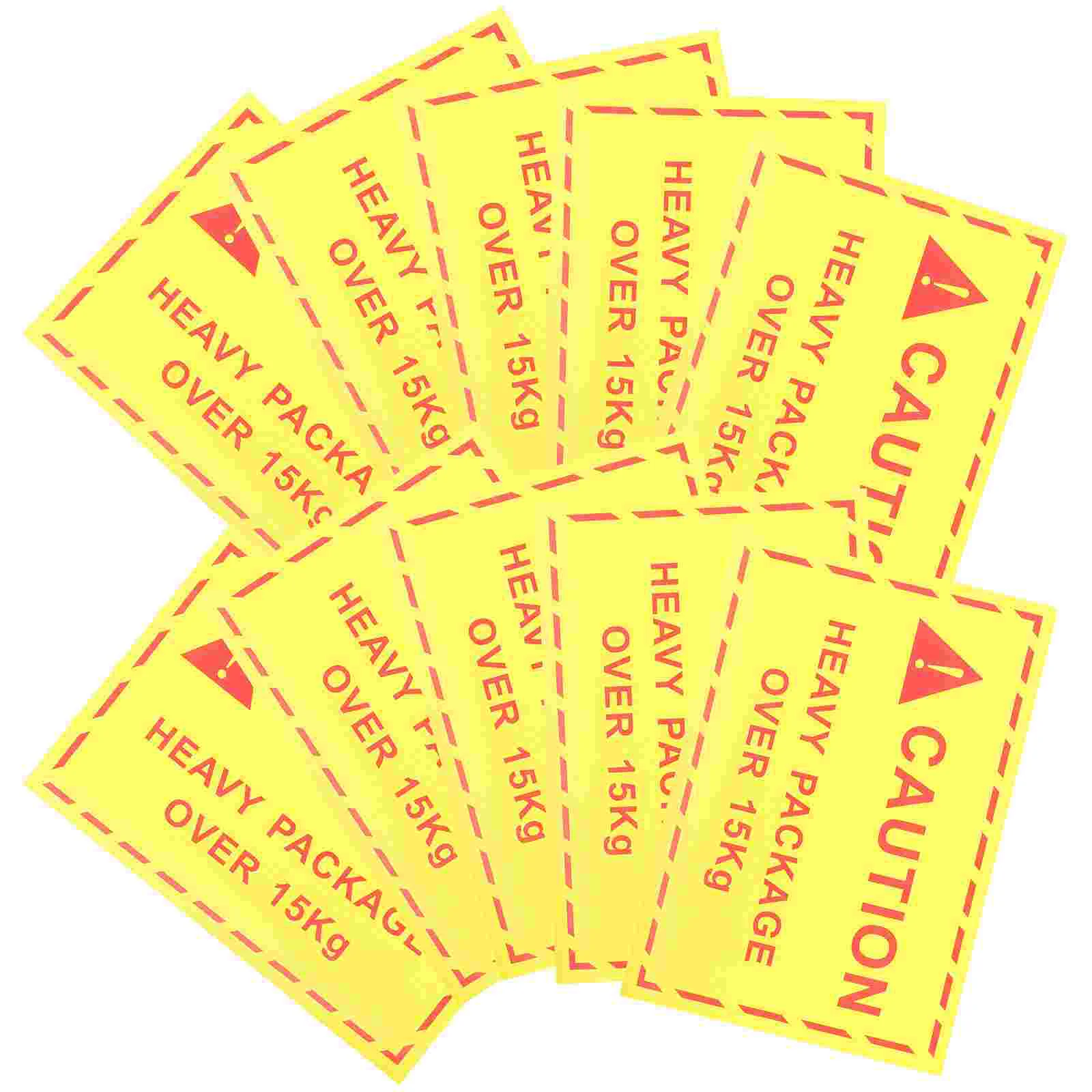 

100 Pcs Overweight Warning Stickers Heavy Object Labels Safety Symbols Strong Adhesion Logistics Caution Decals Shipping