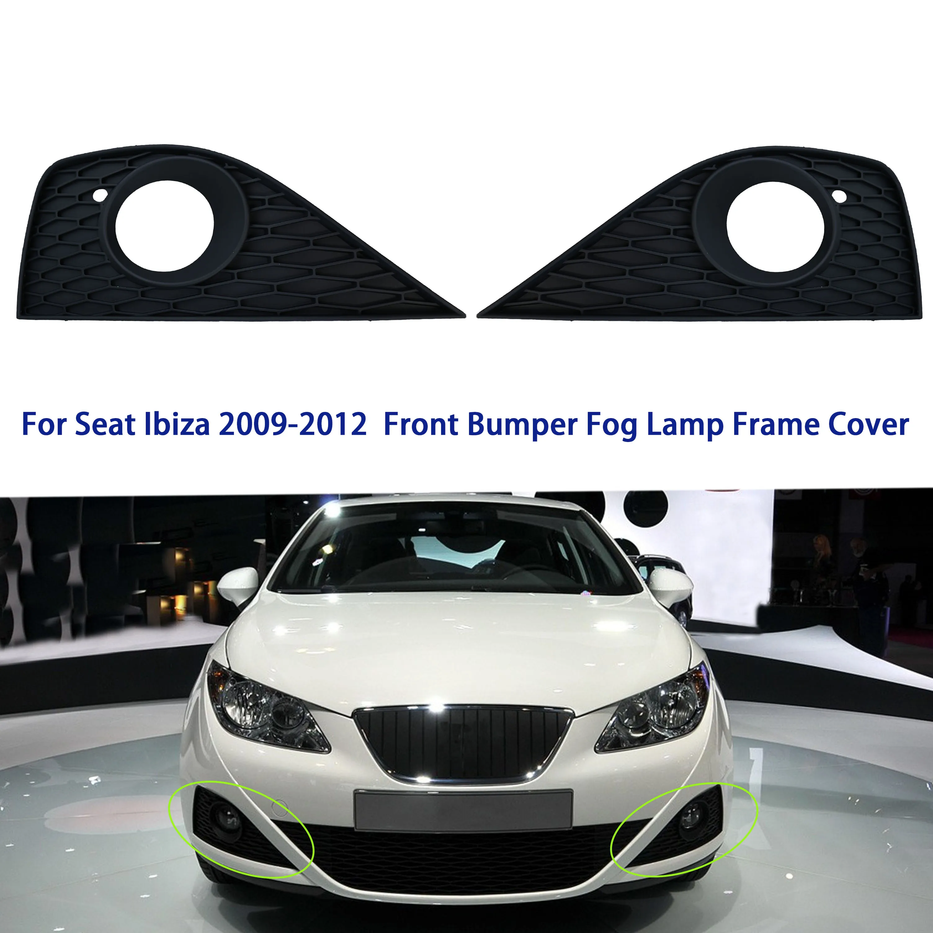 Dla Seat Ibiza 2009 2010 2011 2012 Rama lampy przeciwmgielnej Zderzak przedni Dolne światło przeciwmgielne Osłona kratki Wykończenie 6J 0853665 A 6J 0853666 A