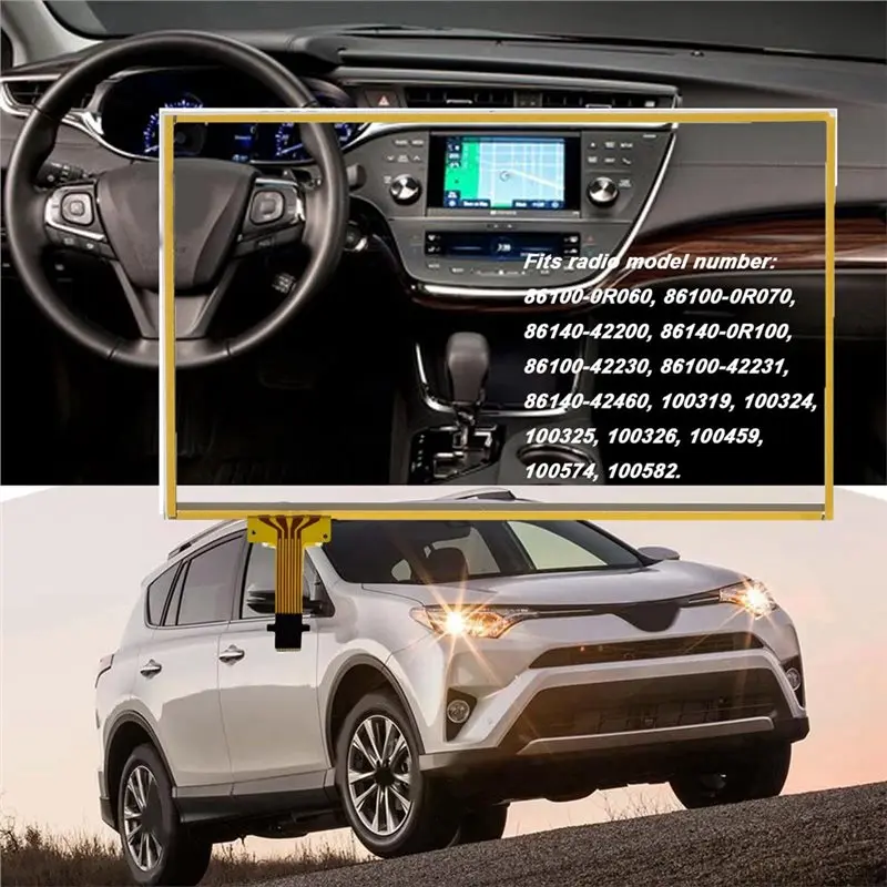 For Toyota RAV4 Touch Screen Digitizer Glass LCD 6.1 Inch 12 Pins W/APPS Button 86100-0R060 86100-0R070(W/O LCD)